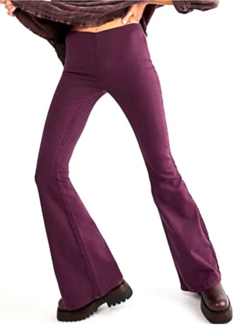 Free People Plum High-Rise Flare Pants